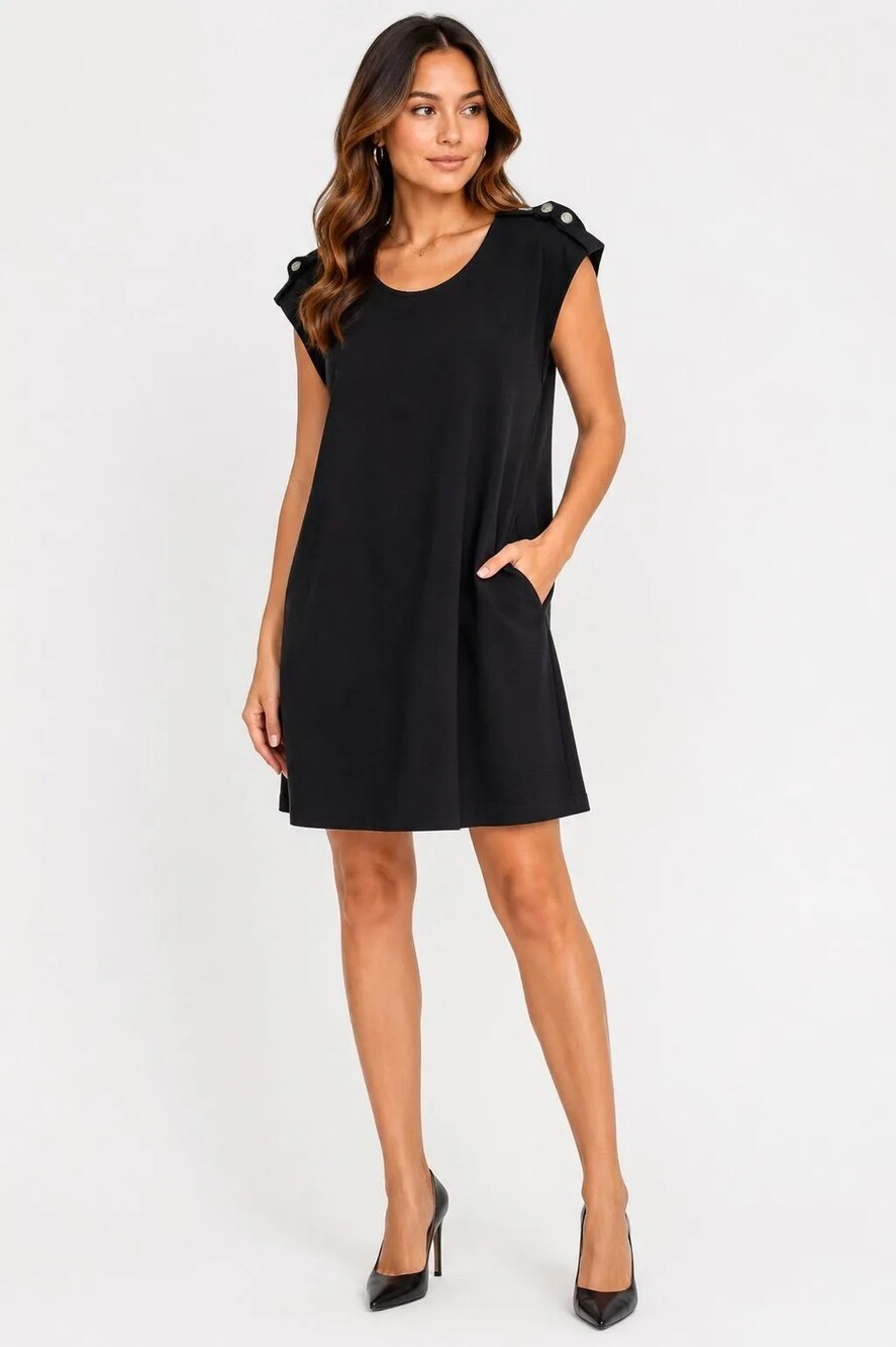 Diane von Furstenberg Dominique Black Shift Dress Pockets Size 6